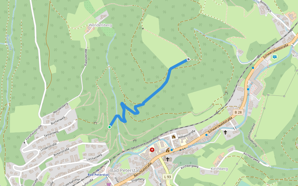 Unterm Wendelinsberg - Wieseneck walking route map in Bad Peterstal-Griesbach