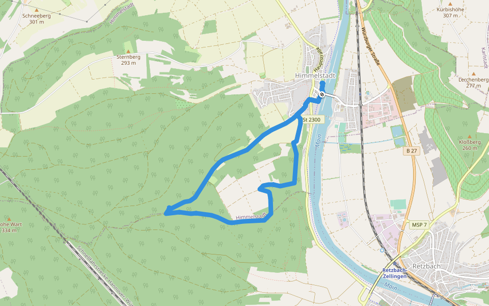 Rundwanderweg H 1 Himmelstadt "Schweinsgrube" walking route map in Himmelstadt