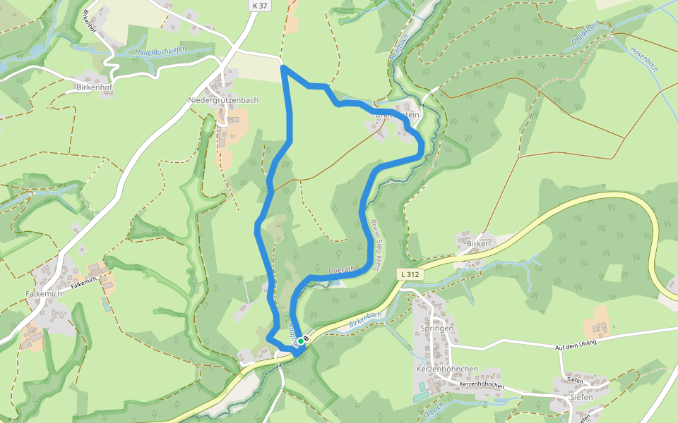 Fischermühle Rundweg A1 walking route map in Overath