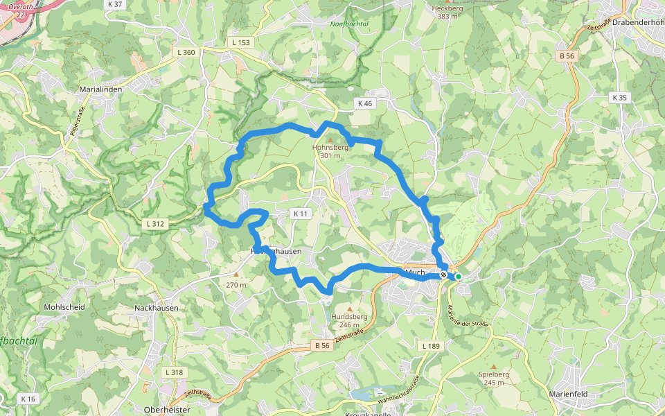 Much Rundweg Volldreieck walking route map in Much