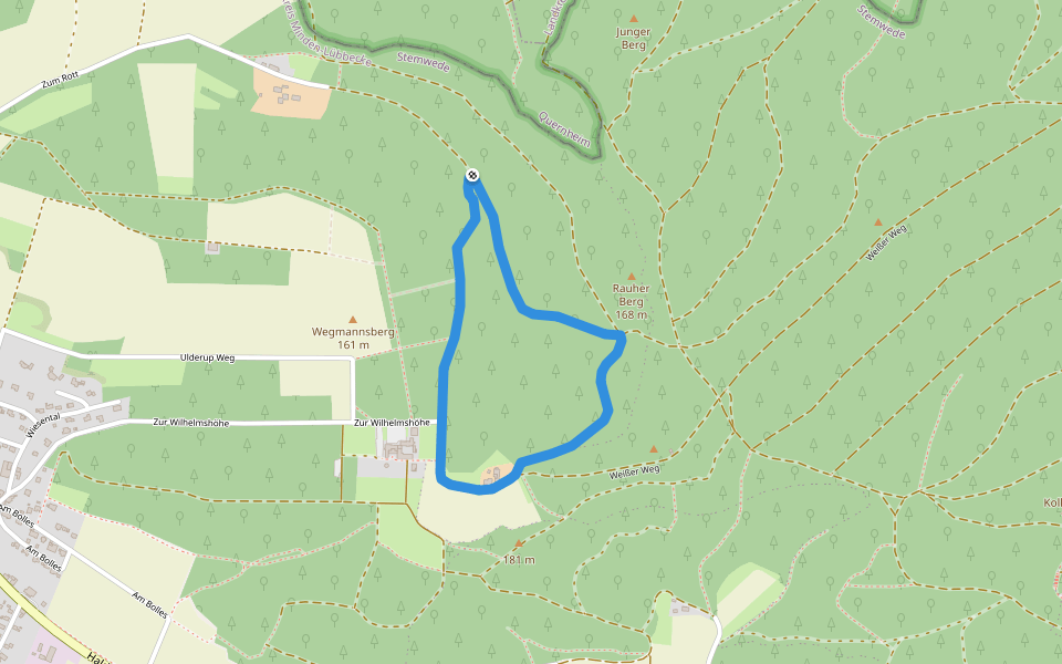Orange gestrichelte Route - Stemweder Berg walking route map in Stemwede