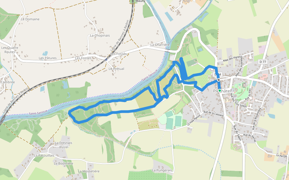 Circuit de la Croix des Jeunes walking route map in Pléchâtel