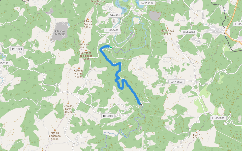 PR-G 212 Ruta Ponte do Porto - Ponte Ulló walking route map in Manón