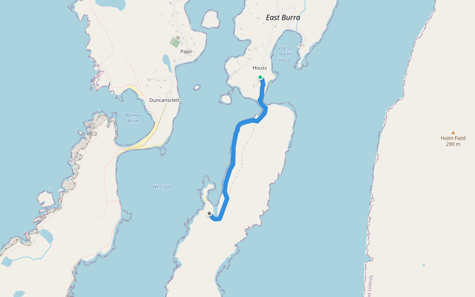 Symbister walking route map in Bridge End
