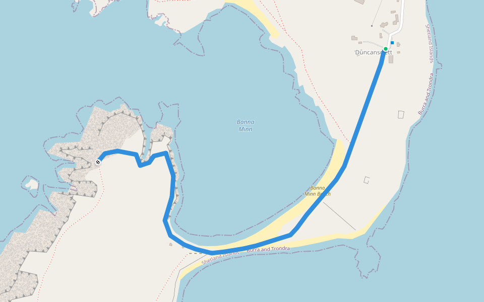 Bannamin Beach walking route map in Bridge End