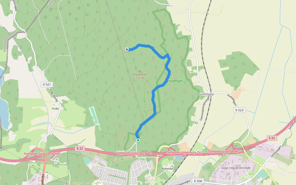 Södra Ryssberget, Blå walking route map in Karlskrona