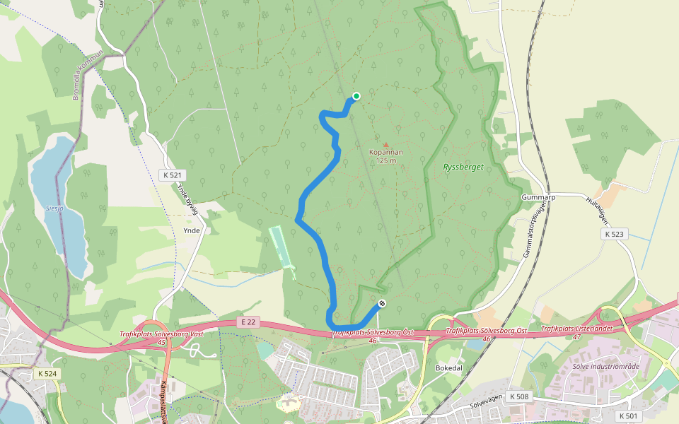 Södra Ryssberget, Vit walking route map in Sölvesborg