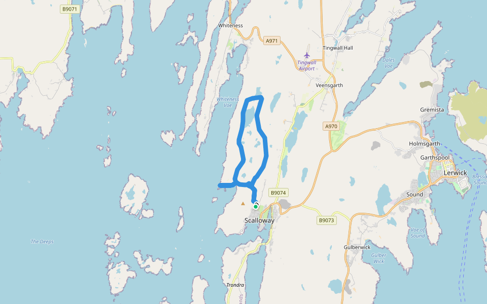 Burwick walking route map in Scalloway