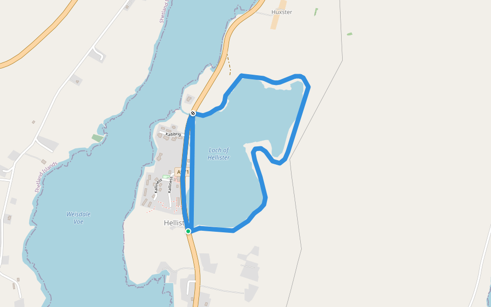 Loch of Hellister walking route map in Weisdale