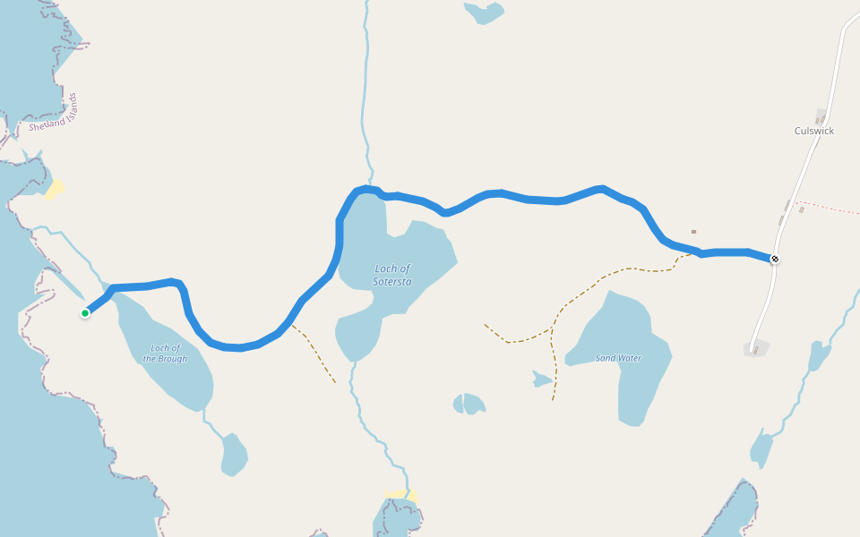 Culswick Broch walking route map in Wester Skeld
