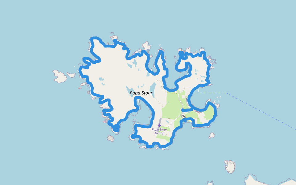 Papa Stour Circular walking route map in Biggings