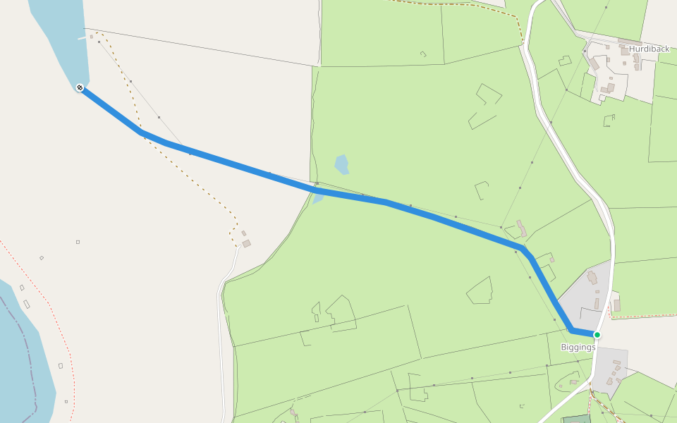 Biggins to Gorda Water walking route map in Biggings