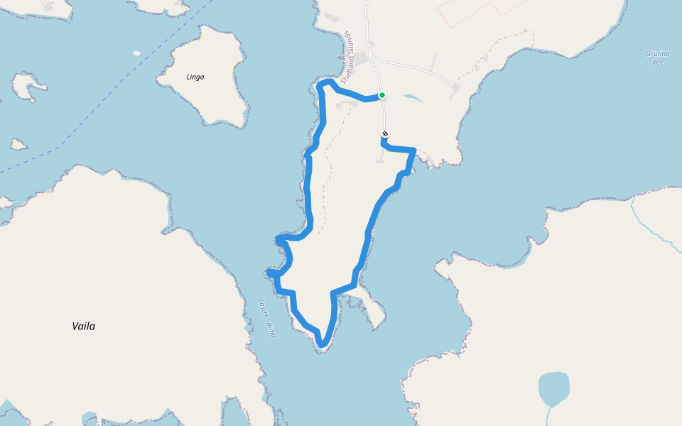 Rams Head Lighthouse, Whitesness walking route map in Walls