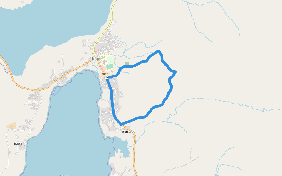 Burravoe Brae walking route map in Brae