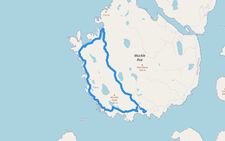 Little Ayre to Hams circular walking route map in Brae
