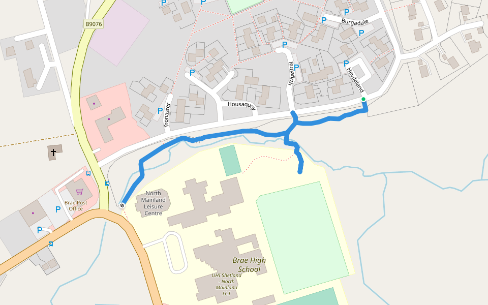 Brae Community Woodland walking route map in Brae