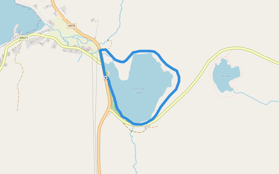 Loch of Voe walking route map in Voe