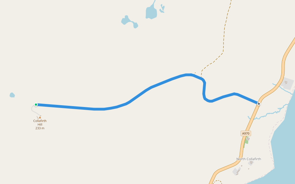 Access to Ronas Hil walking route map in Ollaberry