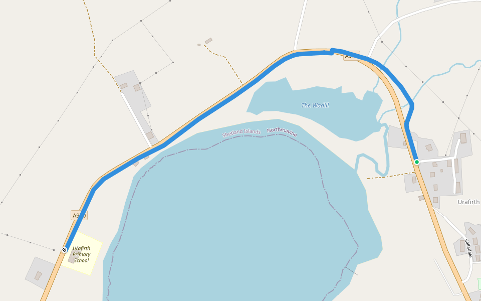Urafirth walking route map in Heylor