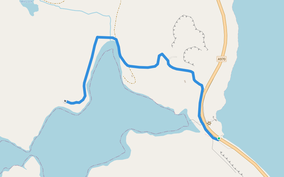 Mavis Grind walking route map in Sullom