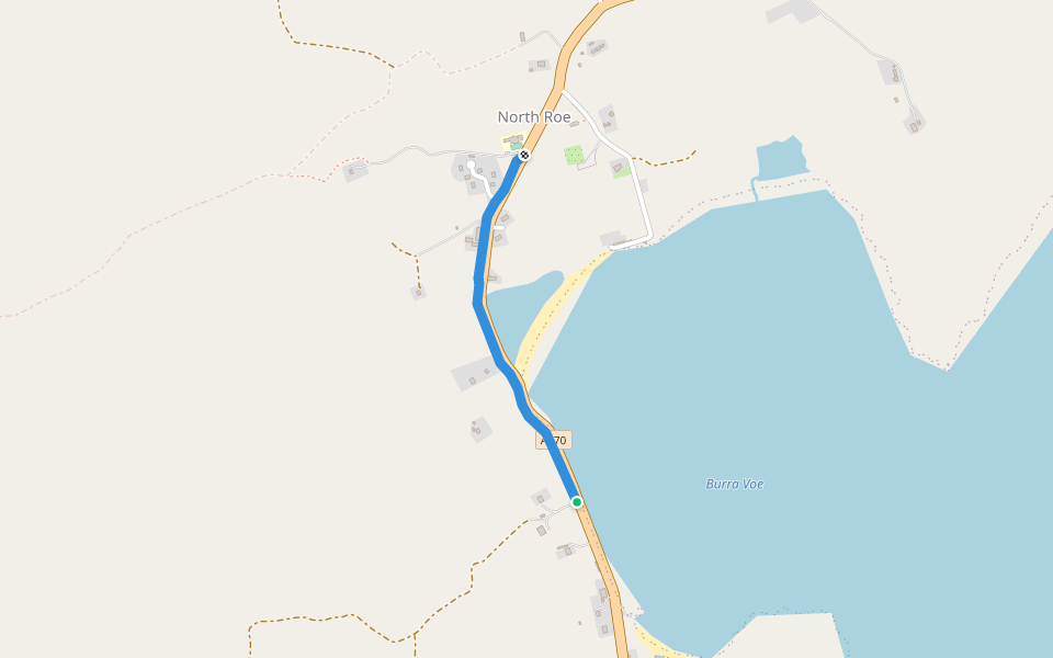 North Roe Cycle Track walking route map in North Roe