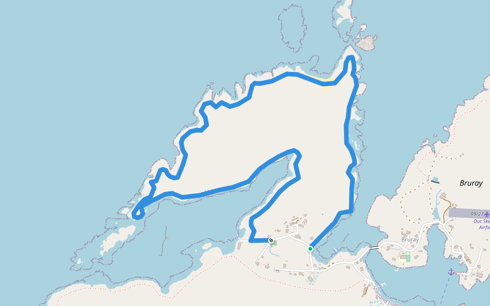 North Hill walking route map in Out Skerries