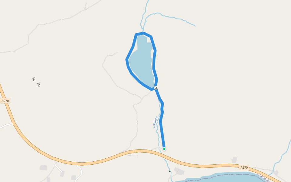 Mill Loch walking route map in Brae