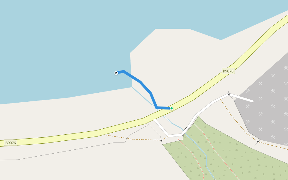 Burn of Val Ayre walking route map in Brae