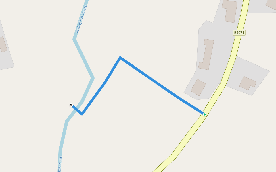 Burn of Kirkhouse walking route map in Voe