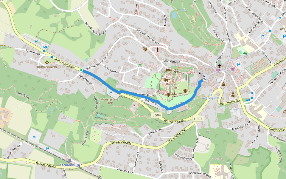 Zuweg Tecklenburg - Teutoschleife Tecklenburger Bergpfad walking route map in Tecklenburg