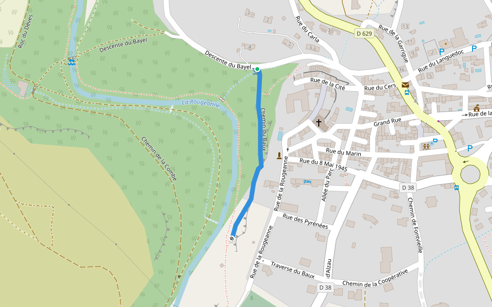 Parcours botanique de Bau walking route map in Moussoulens