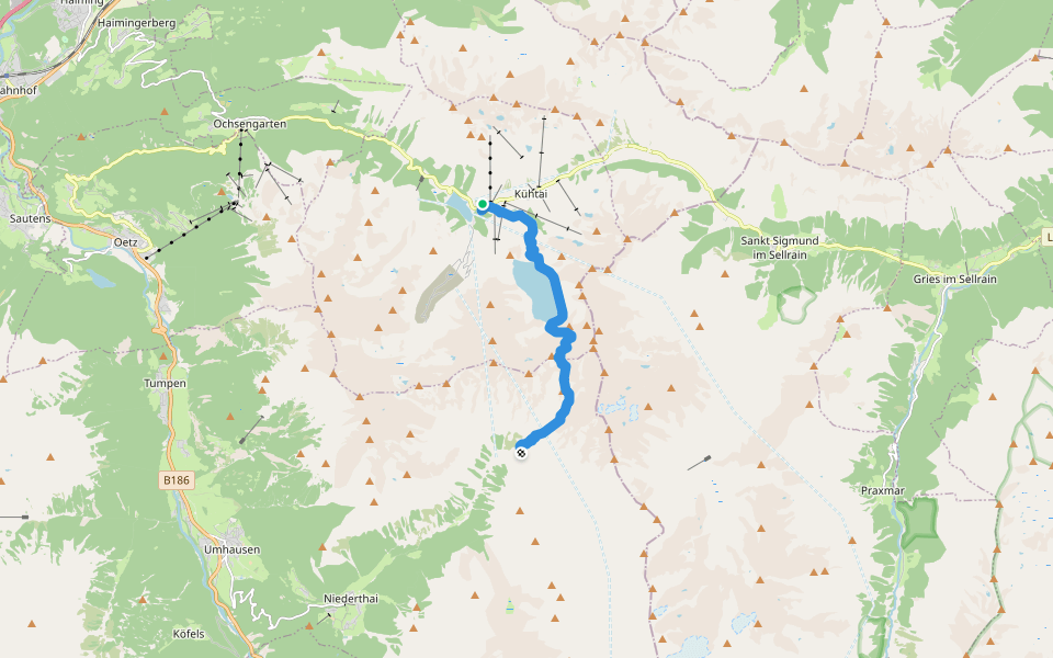 Ötztal Trek Etappe 02 walking route map in Kühtai
