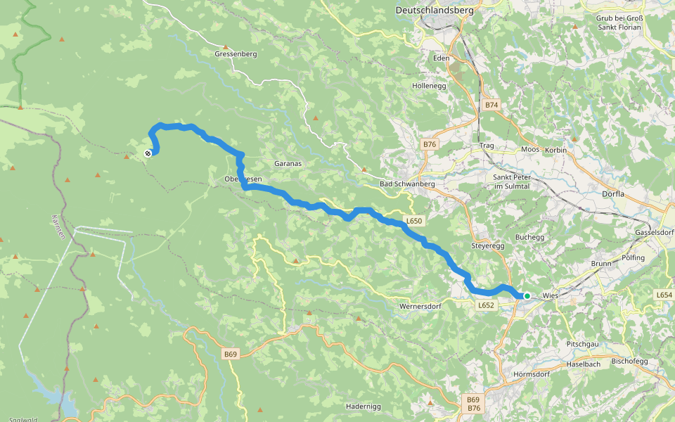 Wanderweg 591 walking route map in Wies