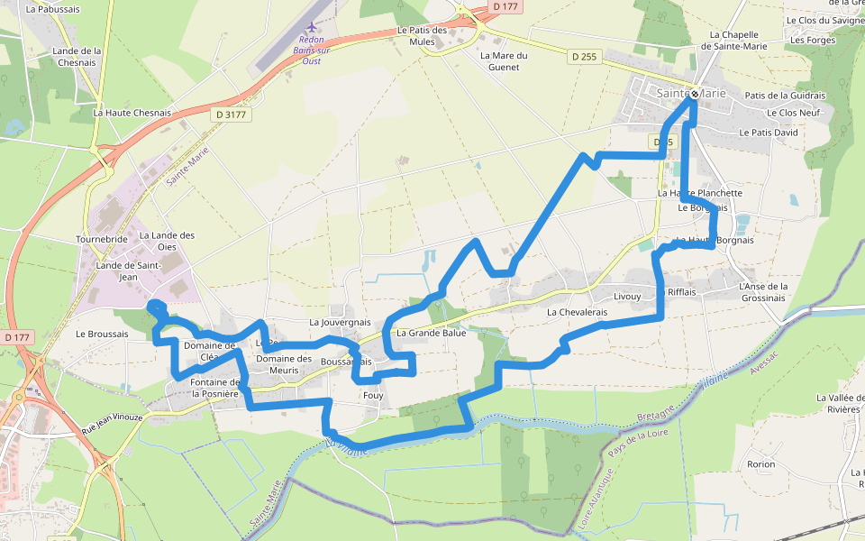 Les Ardoisières walking route map in Sainte-Marie