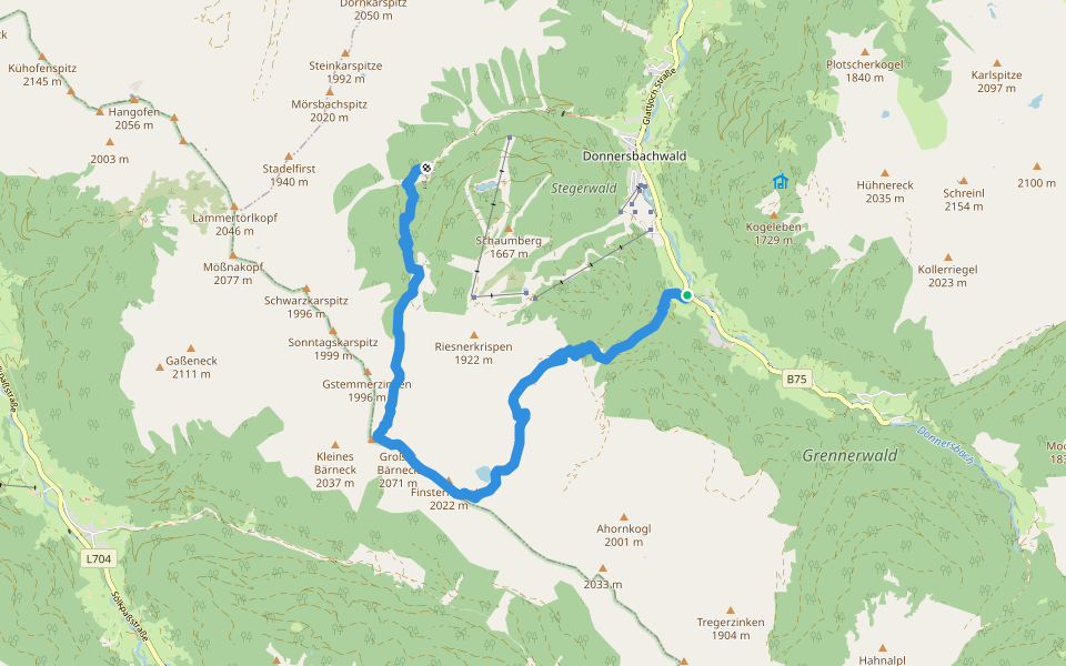 Wanderweg 919 walking route map in Donnersbachwald