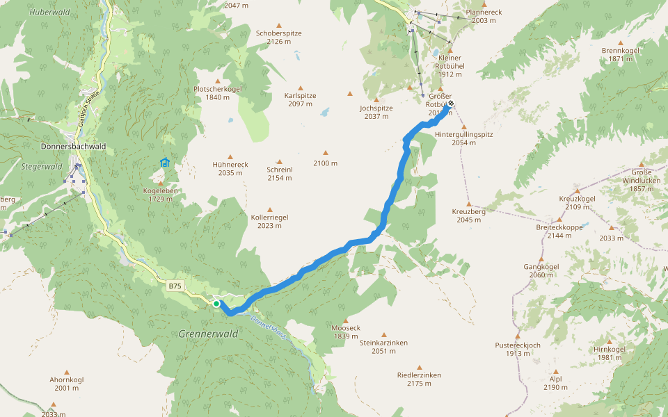 Wanderweg 932 walking route map in Donnersbachwald