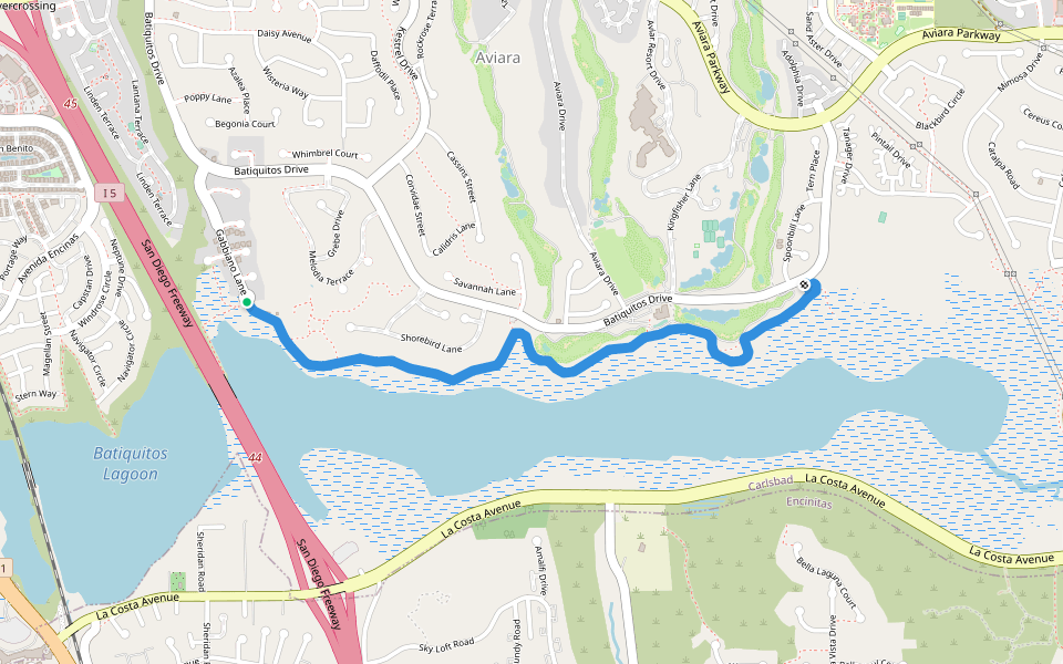 Batiquitos Lagoon Nature Trail walking route map in Carlsbad