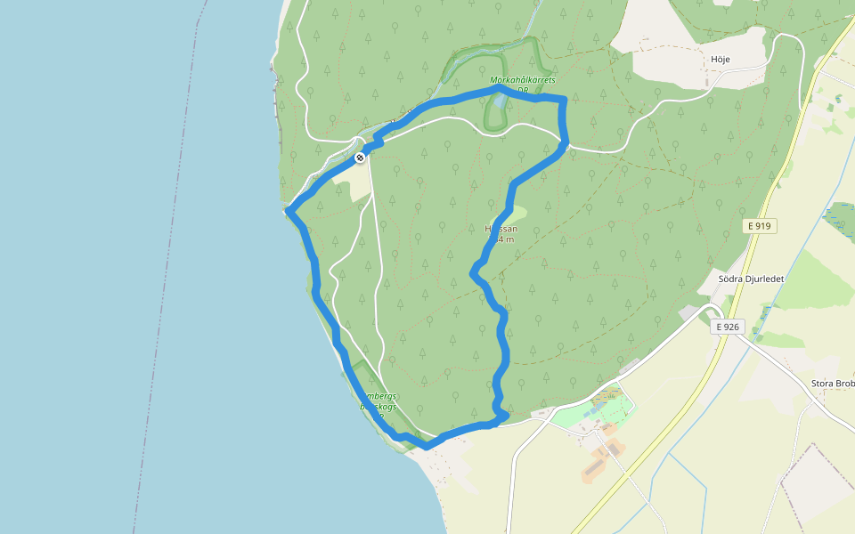 Ellen Keys led walking route map in Omberg