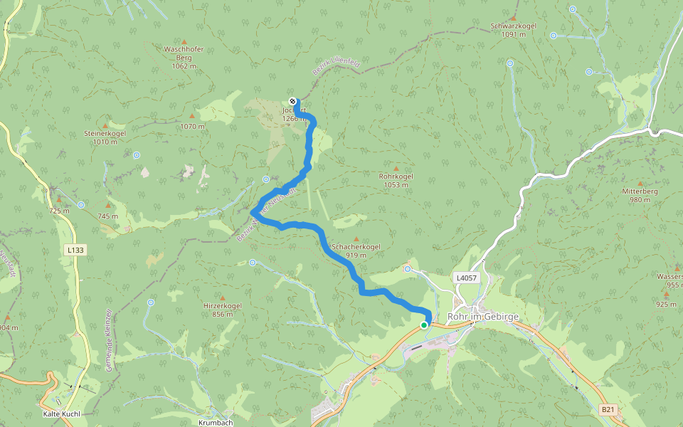 Rohr im Gebirge - Schacherkreuz-Jochart walking route map in Rohr im Gebirge