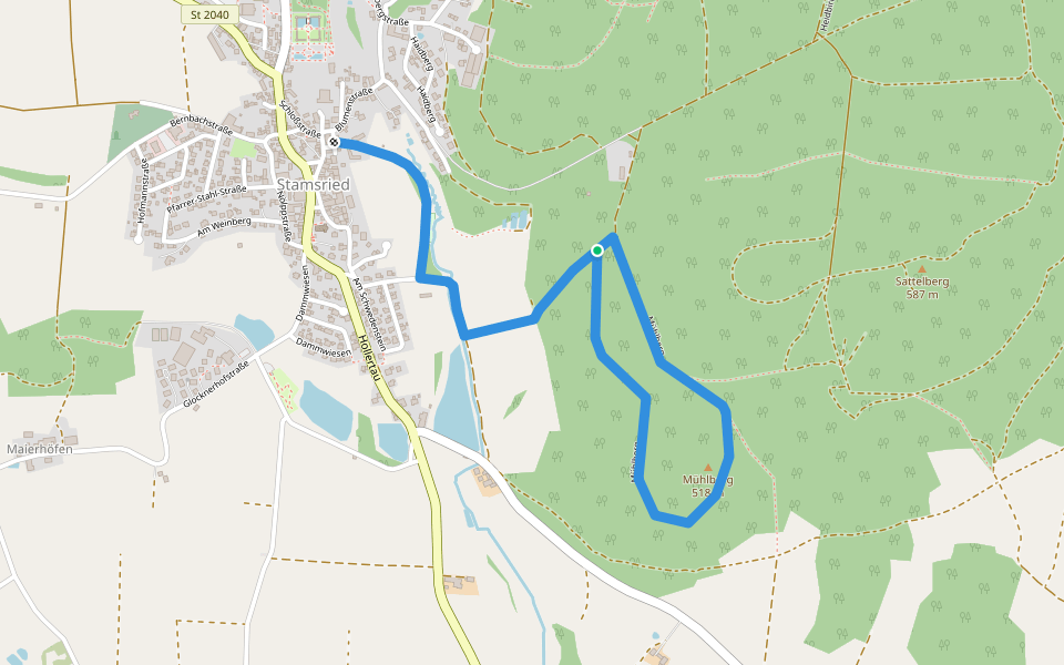 Rundwanderweg Muehlberg walking route map in Stamsried