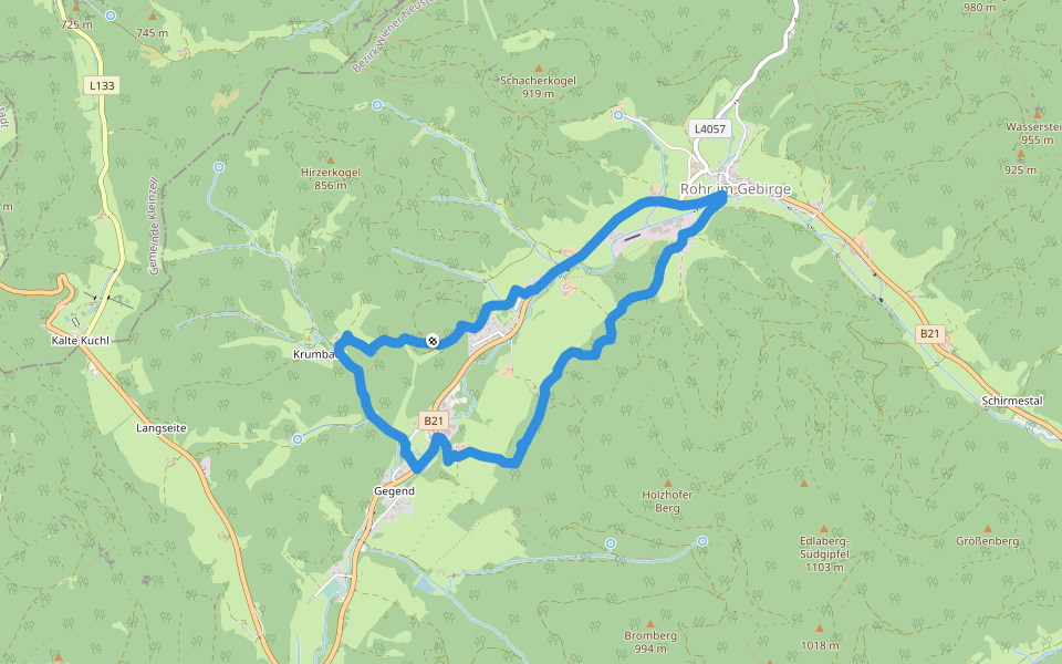 Werkstatt, Wald und Wasser walking route map in Rohr im Gebirge