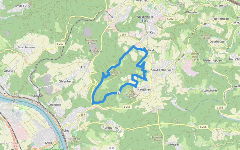 LZ7 - Rundwanderweg Rennenberger Bachtal walking route map in Linz am Rhein
