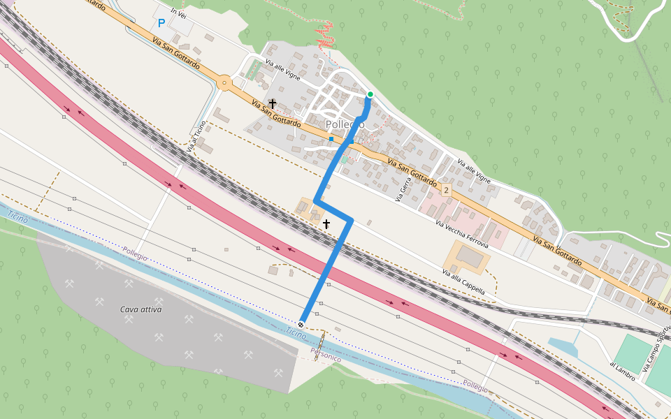 Pellegio-Ponte di Biasca walking route map in Pollegio