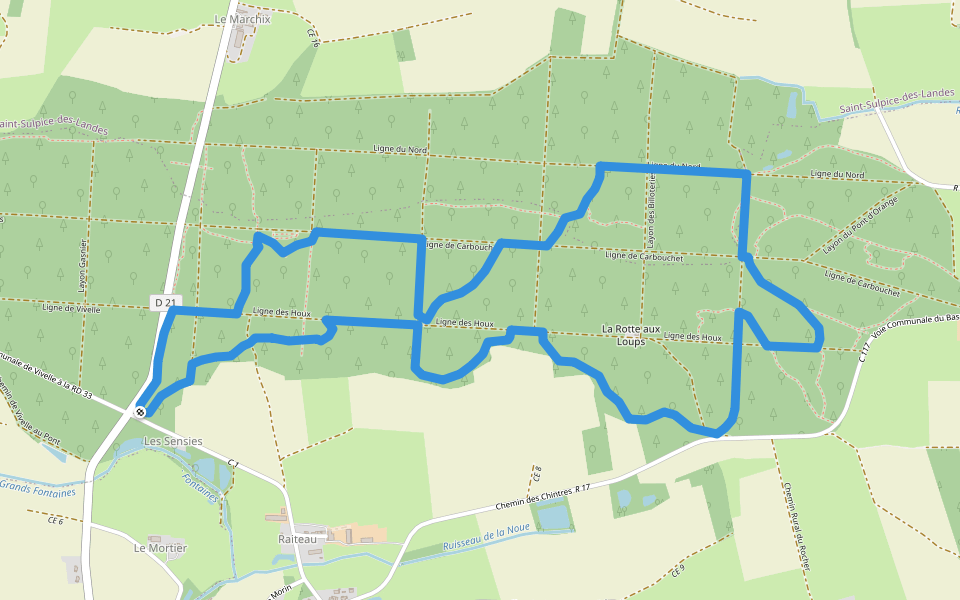 Circuit de la Rotte aux Loups walking route map in Vallons-de-L'Erdre