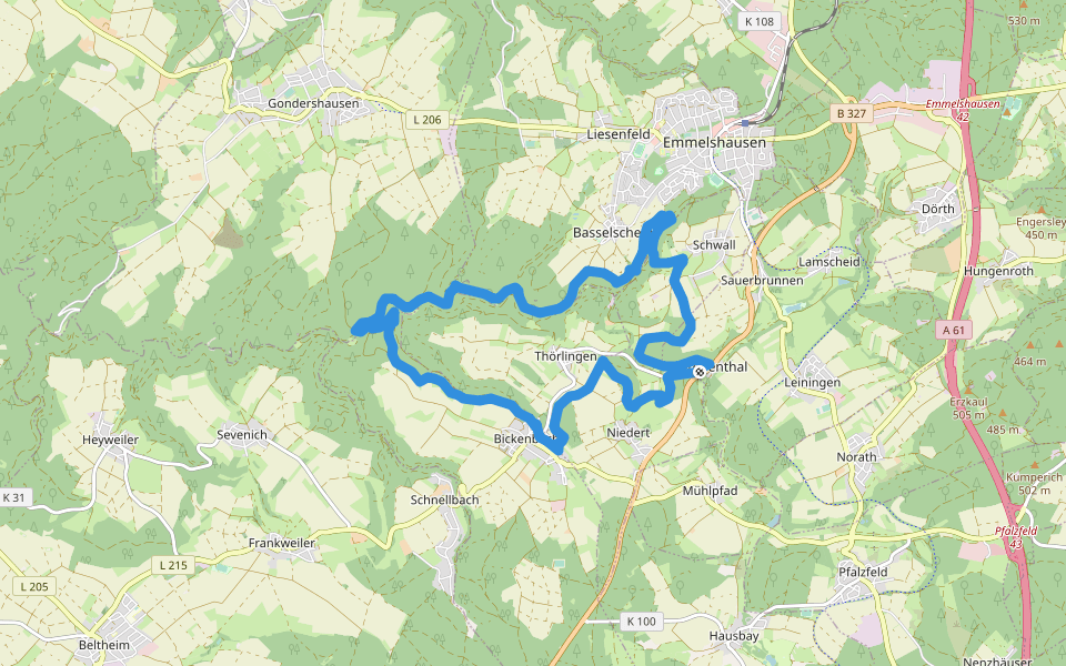 Traumschleife Oberes Baybachtal walking route map in Leiningen