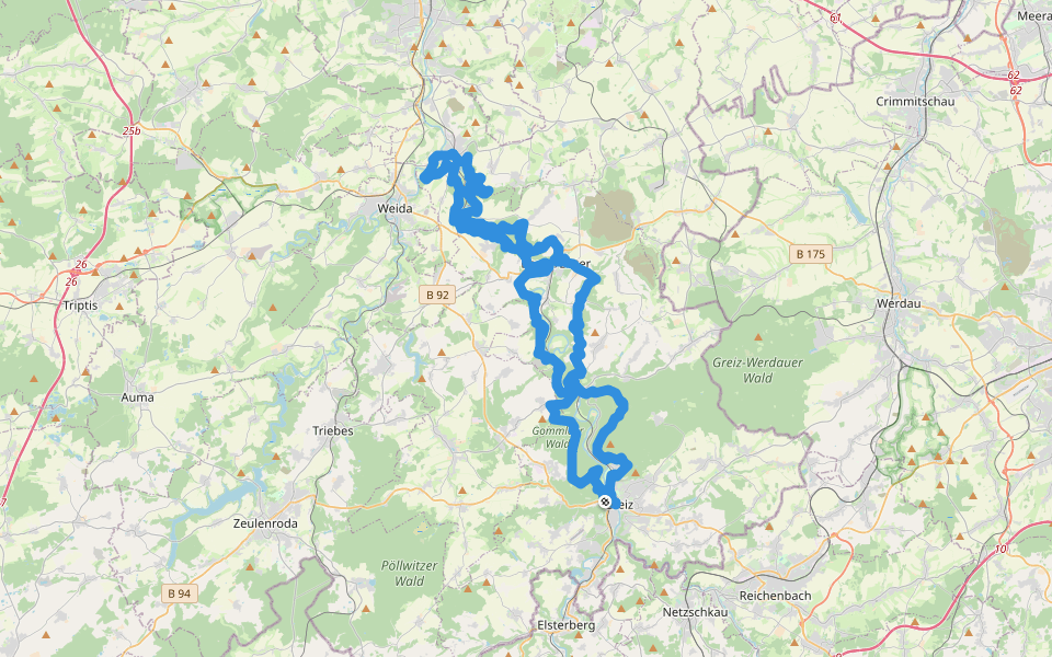 Elsterperlenweg walking route map in Greiz