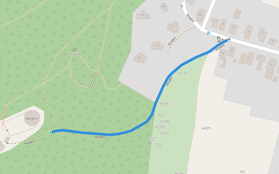 [Č] Jiráskova cesta - odbočka k hradu walking route map in Nový Hrádek