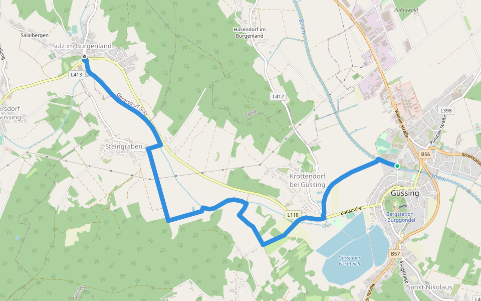 Wasserweg walking route map in Güssing