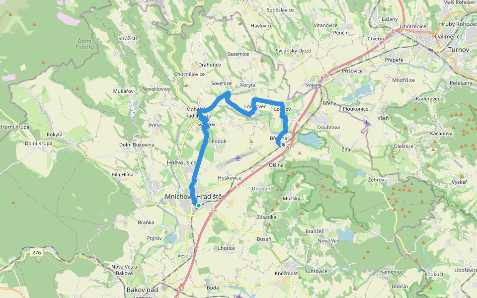 [Z] Mnichovo Hradiště - Březina walking route map in Mnichovo Hradiště
