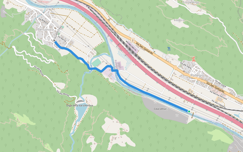 Ponte di Biasca-Personico walking route map in Pollegio